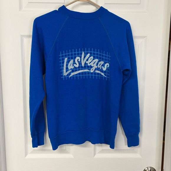 Other - Vintage 80s Las Vegas Sweatshirt Royal Blue Raglan Made in USA Medium Retro